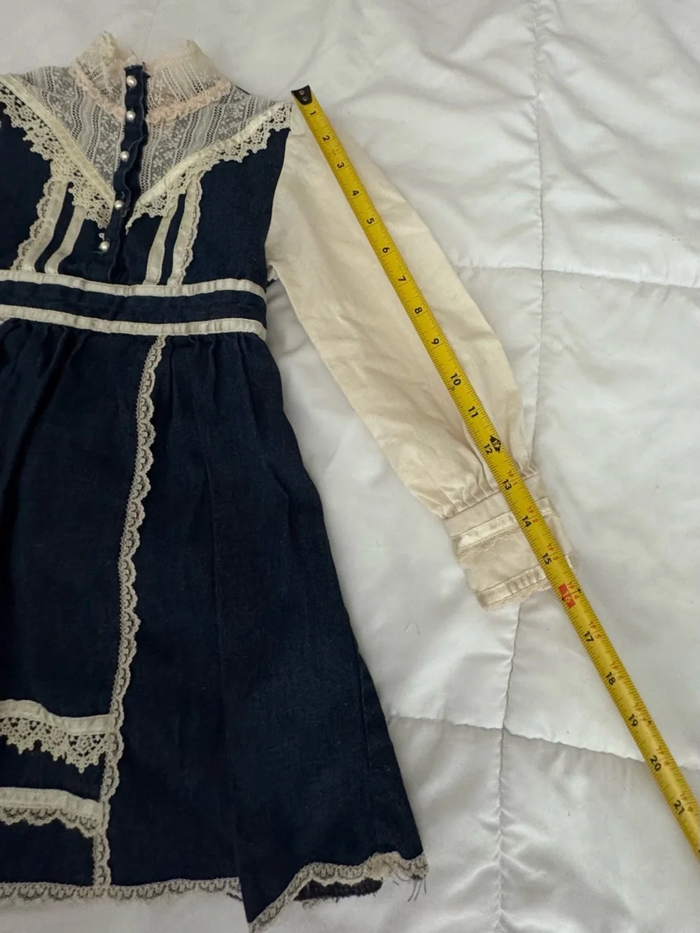 Gunne Sax Navy and Cream Lace Trim Girls' Dress